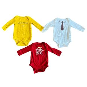 Cat & Jack 3-Pack Baby Onesies, Size 0-3 Month, Yellow, Red and White